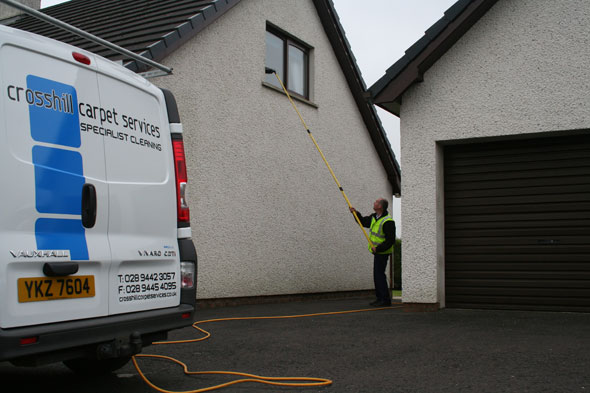 Pole-assisted window cleaning system