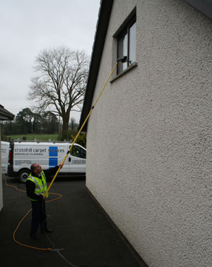 Pole-assisted window cleaning